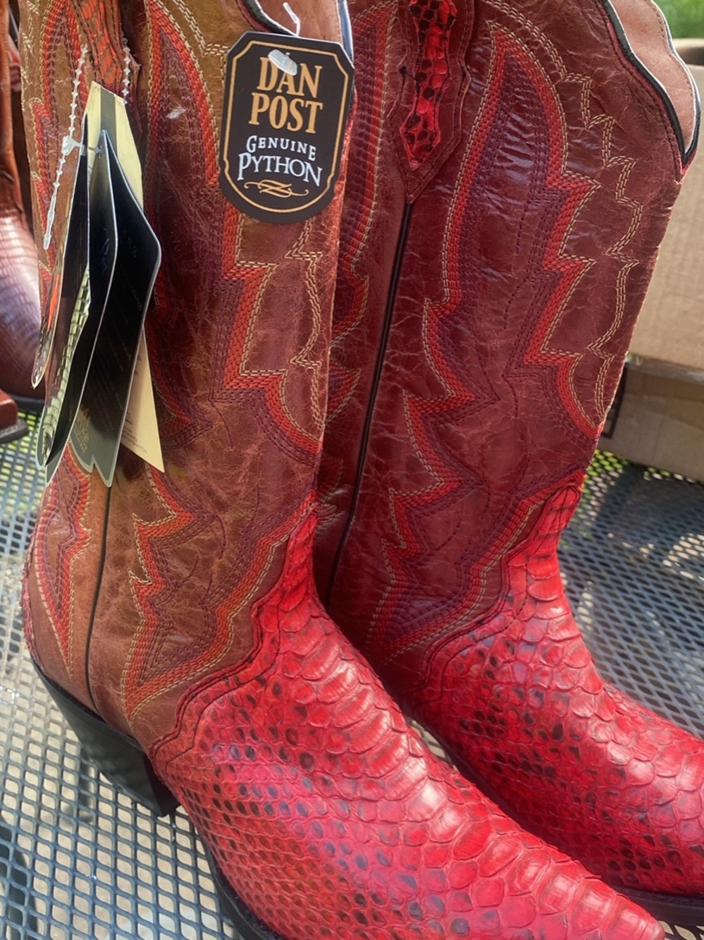 Dan Post Red and Brown Python Western Boots